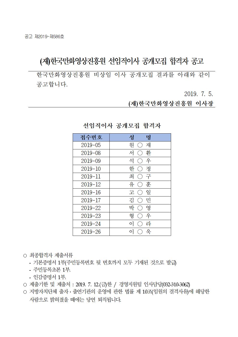 한국만화영상진흥원 선임직이사 공개모집 합격자 공고001.jpg