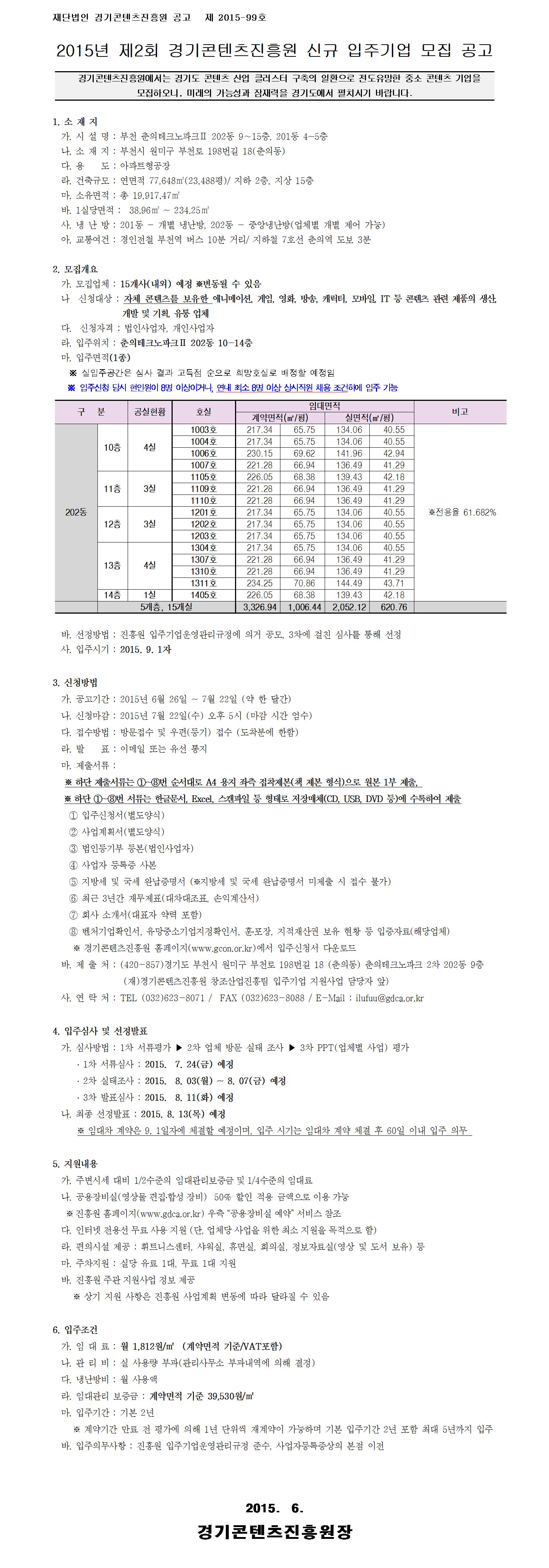 [타기관 공고]경기콘텐츠진흥원 신규입주기업 모집공고